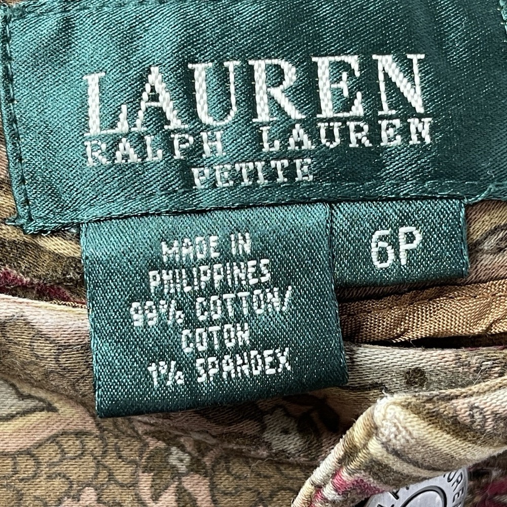 VTGRalph Lauren Paisley Corduroy Velvet Pants Womens 6P Brown‎ Dark Academic - Picture 8 of 13